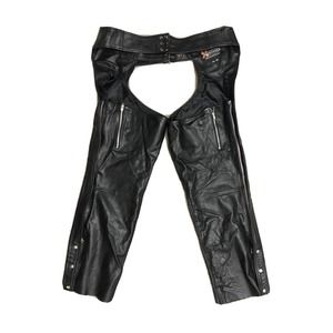 Xelement Advanced Men's Black Leather Motorcycle Chaps Pants Size 48 Zip Out